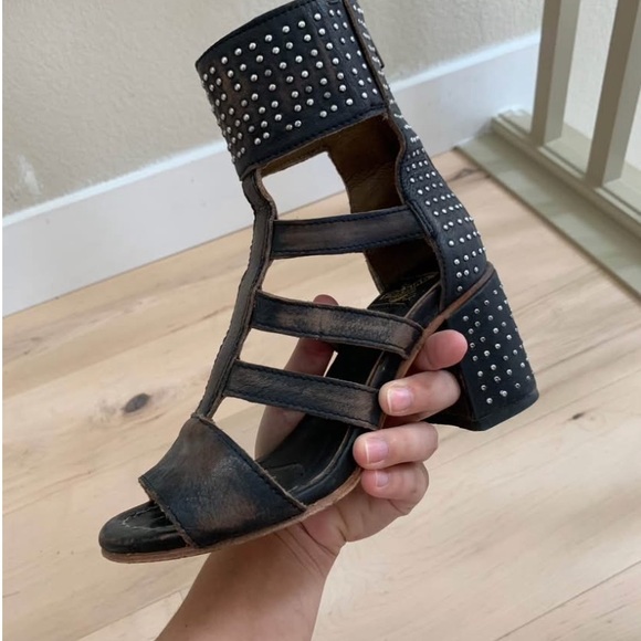 Freebird by Steven Zelda Leathe Studded Heeled Sandals 6 - Picture 7 of 7